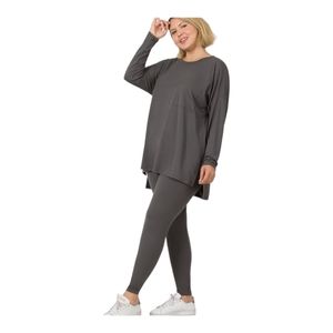 🔥Restock🔥Zenana Plus Size Casual 2 PC Loungewear Pants Set (Ash Gray) 1X,2X,3X